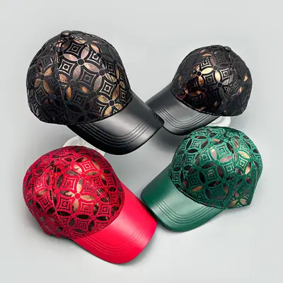 Men Women Red Patterned Baseball Cap