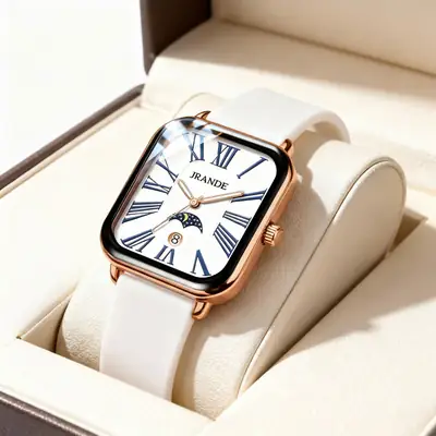 Square Watch Brown Silicone Band Unisex