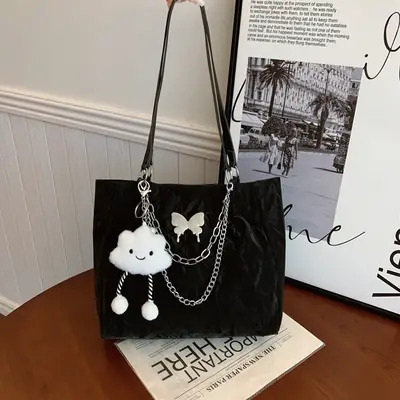 Women Butterfly Tote Bag Silver Large Capacity Shoulder Bag