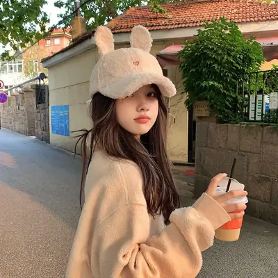 Korean Style Rabbit Ear Cap for Women Winter Face