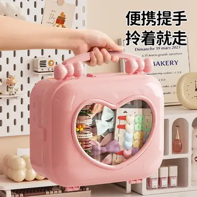 Children's Hair Accessories Headwear Rubber Band Portable Large Capacity Storage Box 2024 New Girls Goo Card Hand Account Storage Box