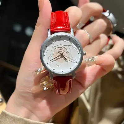 Women's Alloy Watch with Pistil Dial White Beige Strap