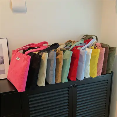2026 New Corduroy Tote Bag Women Large Capacity Brown