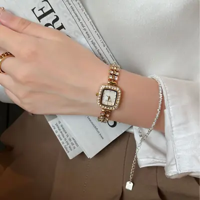 Golden Square Watch for Women Student Party Wear