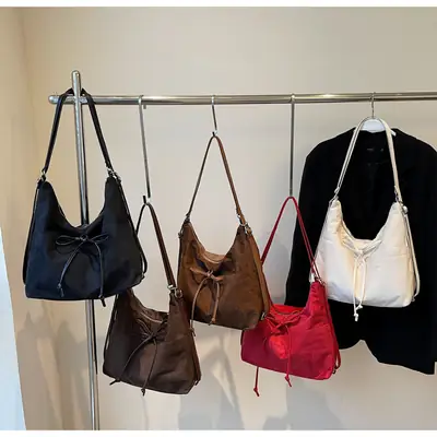 Women's Red Velvet Shoulder Bag 2024 Multi-use Vacation Bag