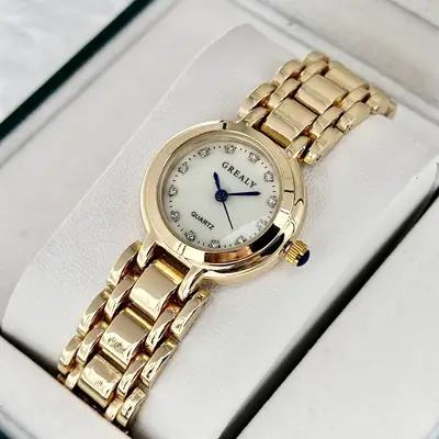 Gold Gold Plated Women's Quartz Watch with Diamond Dial