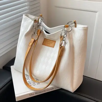 Women's Large Capacity Shoulder Tote Bag Cream 2024