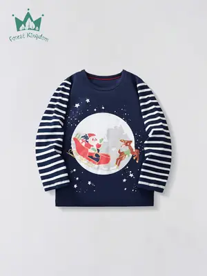 Blue Striped Long Sleeve T-Shirt for Boys Winter