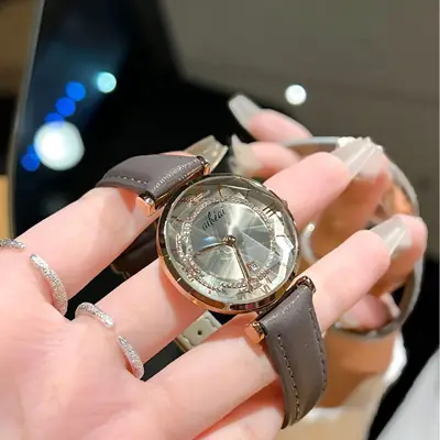 Women's Cut Mirror Diamond Glass Ferris Wheel Watch