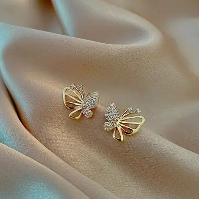 Hollow Butterfly Diamond Earrings for Women