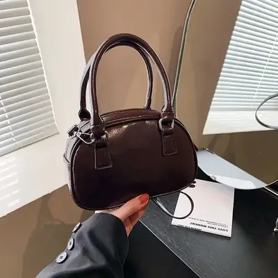 2024 Women's Korean Style Retro Bowling Bag Brown