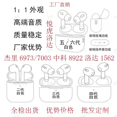 Huaqiangbei Yuehu Second Generation, Fifth Generation, Sixth Generation, Seventh Generation, Eighth Generation Bluetooth Headphones with Noise Reduction Pro2, Suitable for Foreign Trade, Compatible with Apple and Huawei