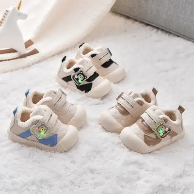 Baby Toddler Shoes Boys and Girls Winter fleece-lined Soft Sole Machine Shoes Non-Slip Kick-Resistant Thick Warm Kids Baby Shoes