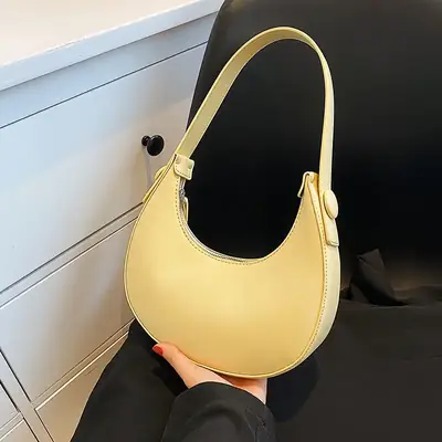 Summer Retro Yellow Shoulder Bag for Women 2024