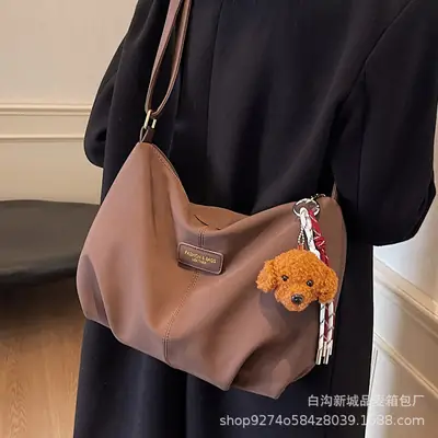 Women Casual Shoulder Bag Beige Korean Style 2026