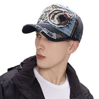 Men's Embroidered Baseball Cap with Dragon Design