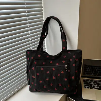 Strawberry Printed Hand Tote Bag for Women