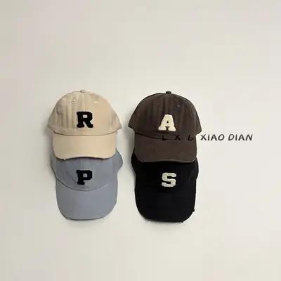 Vintage Distressed Kids Cap with Letter A