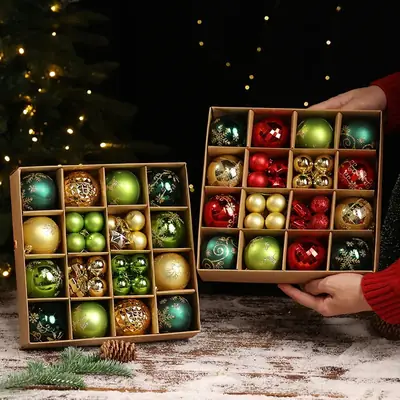 Christmas Ball Ornaments 44 Small Colored for Tree Decoration