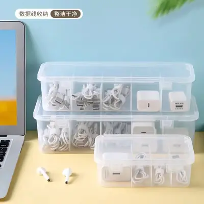 Transparent 6-Compartment Earphone & Stationery Organizer