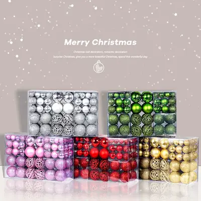 Pink 3/6cm Electroplated Christmas Balls Gift Box