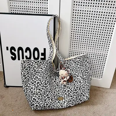 Leopard Print Double Shoulder Bag for Women