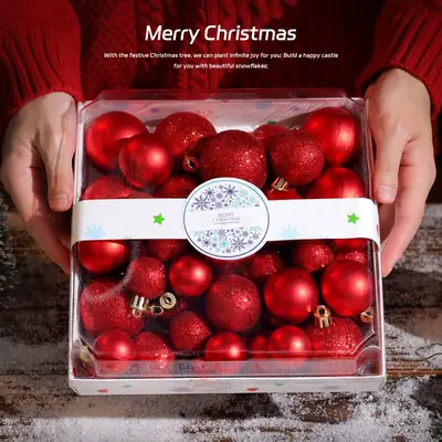 Pink Glitter Christmas Ball Decor 6CM Plastic