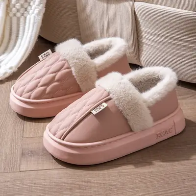 Women Winter Wool Slippers Grey Warm Indoor