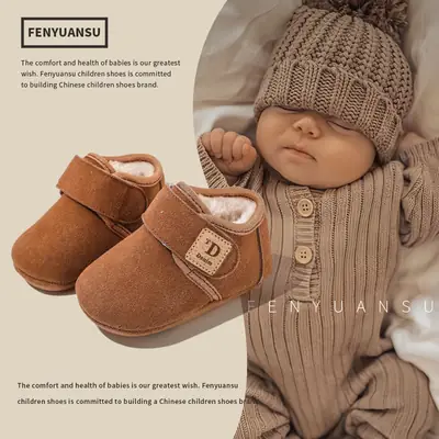Baby Snow Boots 6-12 Months Male Baby Warm Birkenstock Shoes Fleece-Lined Thickeneded Female Infant Shoes Toddler Shoes Non-Slip
