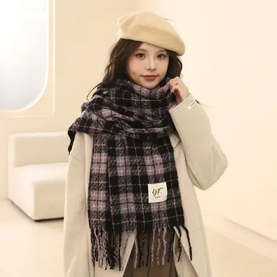 Korean Style Faux Cashmere Scarf for Women Winter 2026
