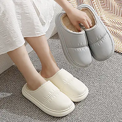 Women Cotton Slippers Warm Thick Sole Indoor Winter