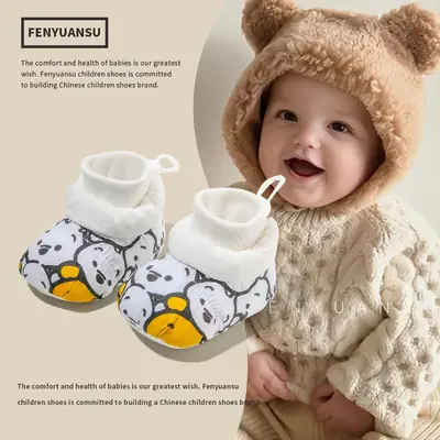 Infant Baby Shoes 6-12 Months Newborn Shoes Pre-Walking Fleece-Lined Baby Shoes Socks Pre-Walking Shoes Warm and Thickened