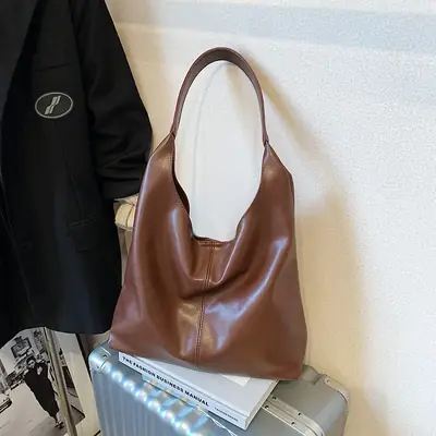Women Vintage Brown Tote Bag Large Capacity Shoulder Bag 2024