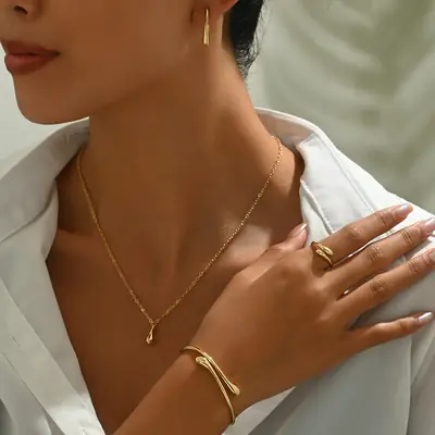 Korean Style Gold Jewelry Set for Women