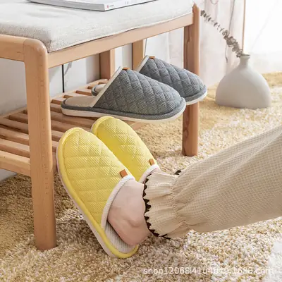 Spring and Autumn Couple Slippers Women's Cotton Linen Linen Non-slip Soft Bottom Indoor Household Home Room Living Room Wood Floor for Men