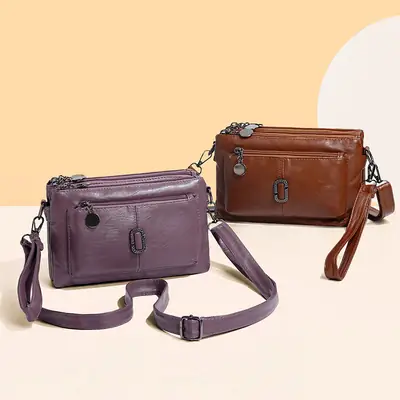 Black Textured Sheepskin Shoulder Crossbody Bag for Women