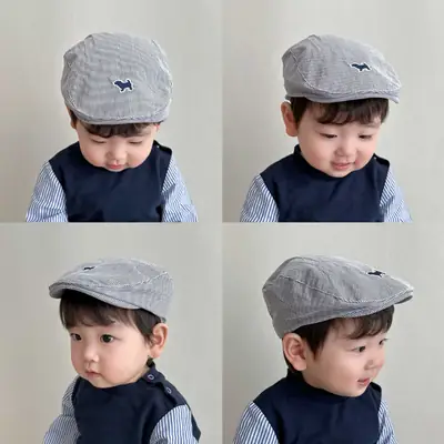 Baby Striped Hat Sunshade Cap Gray