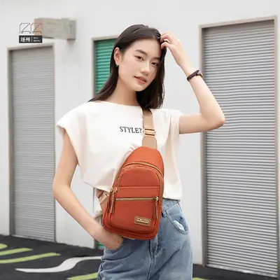 Green Korean Style Multi-layer Chest Bag for Women