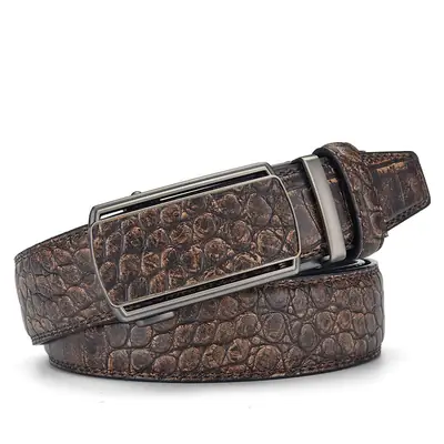 Men's Brown Croc Belt with Automatic Buckle