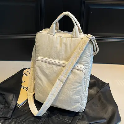 Women's Large Capacity Nylon Shoulder Bag Cream
