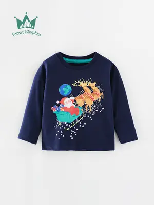 2024 Boys Cotton Christmas T-Shirt Long Sleeve