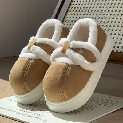 Women's Fleece Lined Heeled Winter Shoes Brown