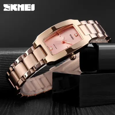 Skmei Light Gold Rectangular Quartz Watch for Women