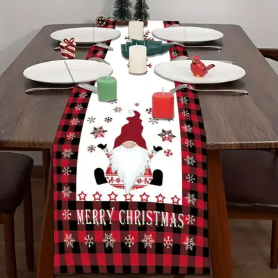 Christmas Table Runner Runner Plaid Anti-Fouling