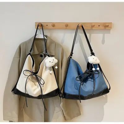 Women's White Stitched Shoulder Crossbody Bag