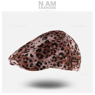 American Retro Leopard Print Forward Hat for Women