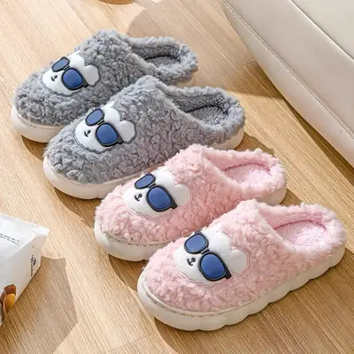 Home cotton slippers indoor non-slip warm bag plush slippers for men and women home couple month slippers autumn and winter