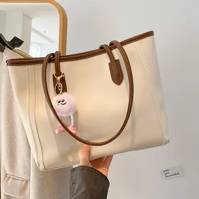 Korean Style Textured Shoulder Bag Beige 2023