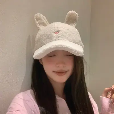 Women Wool Bunny Cap Autumn Winter Warm Plush