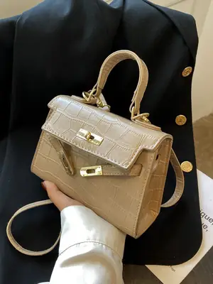 White Croc Leather Shoulder Bag for Women 2024